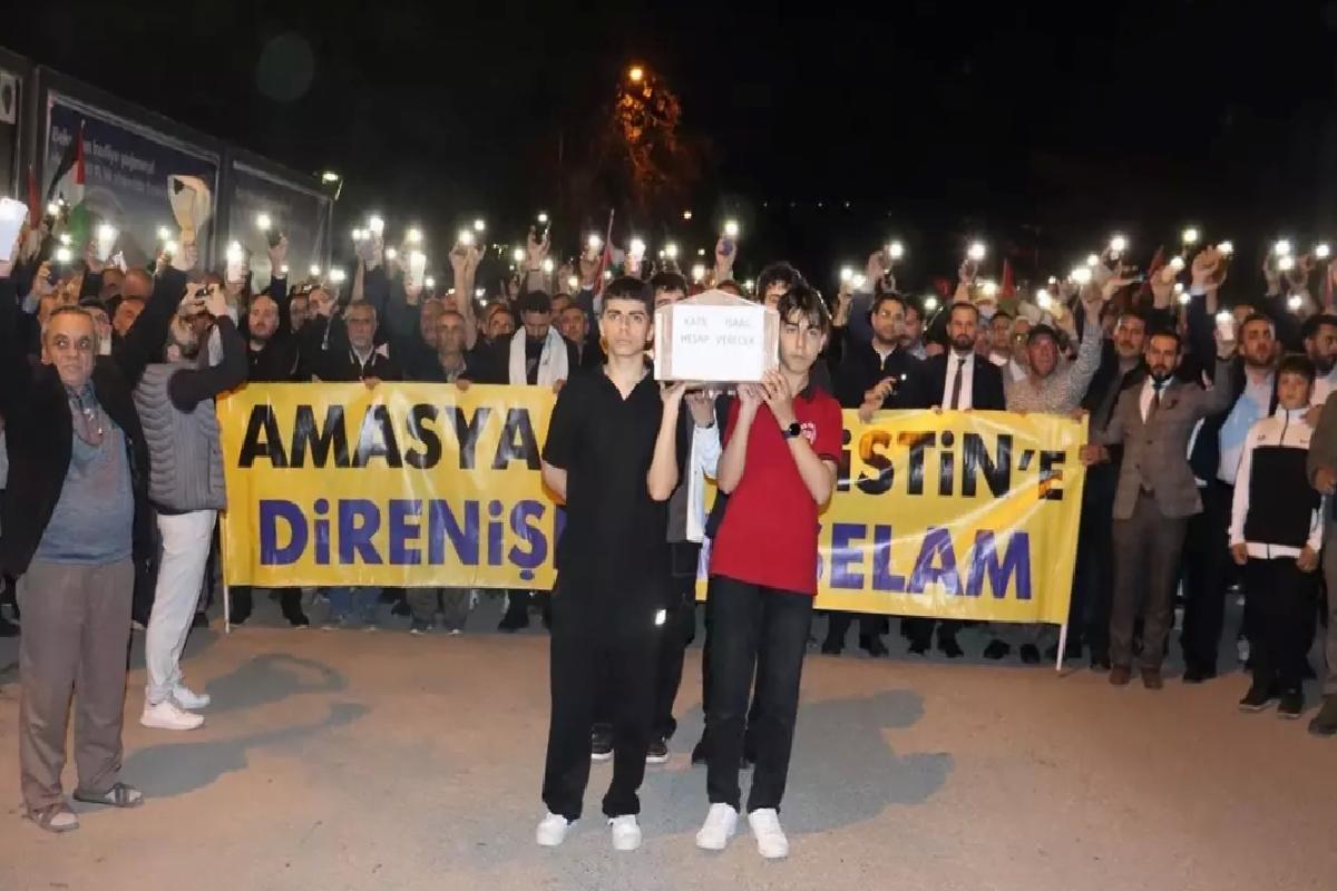 Amasya’da İsrail’e Protesto Yürüyüşü