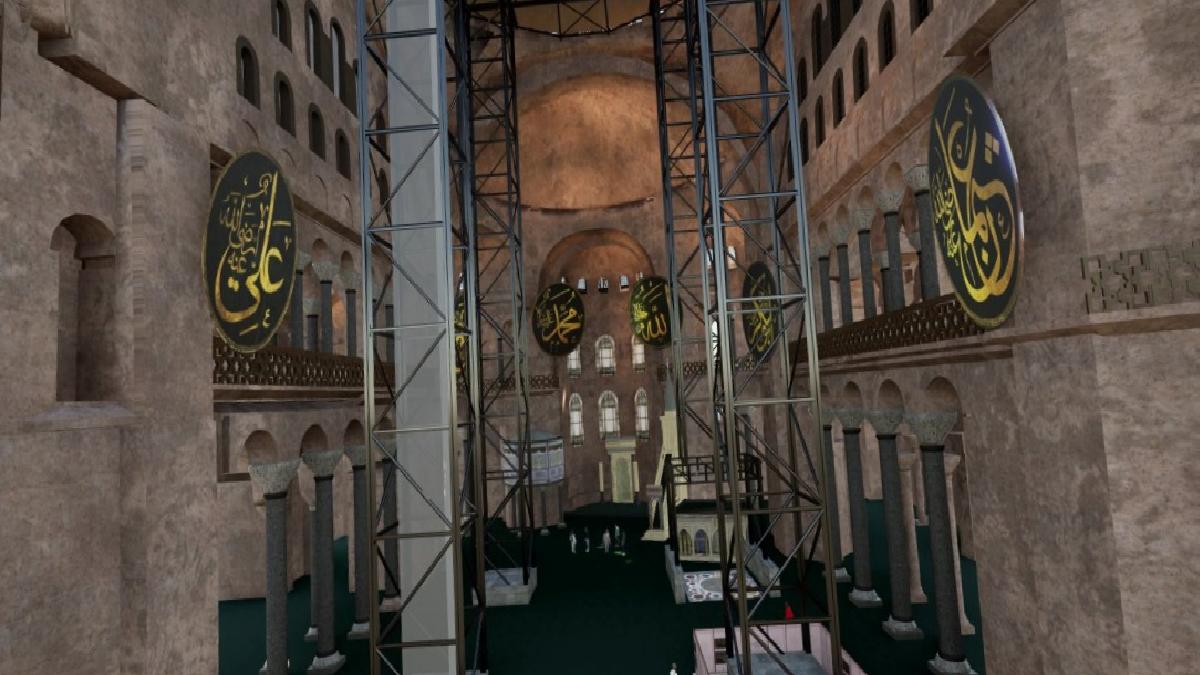 Ayasofya’nın ana kubbesinde tarihi restorasyon
