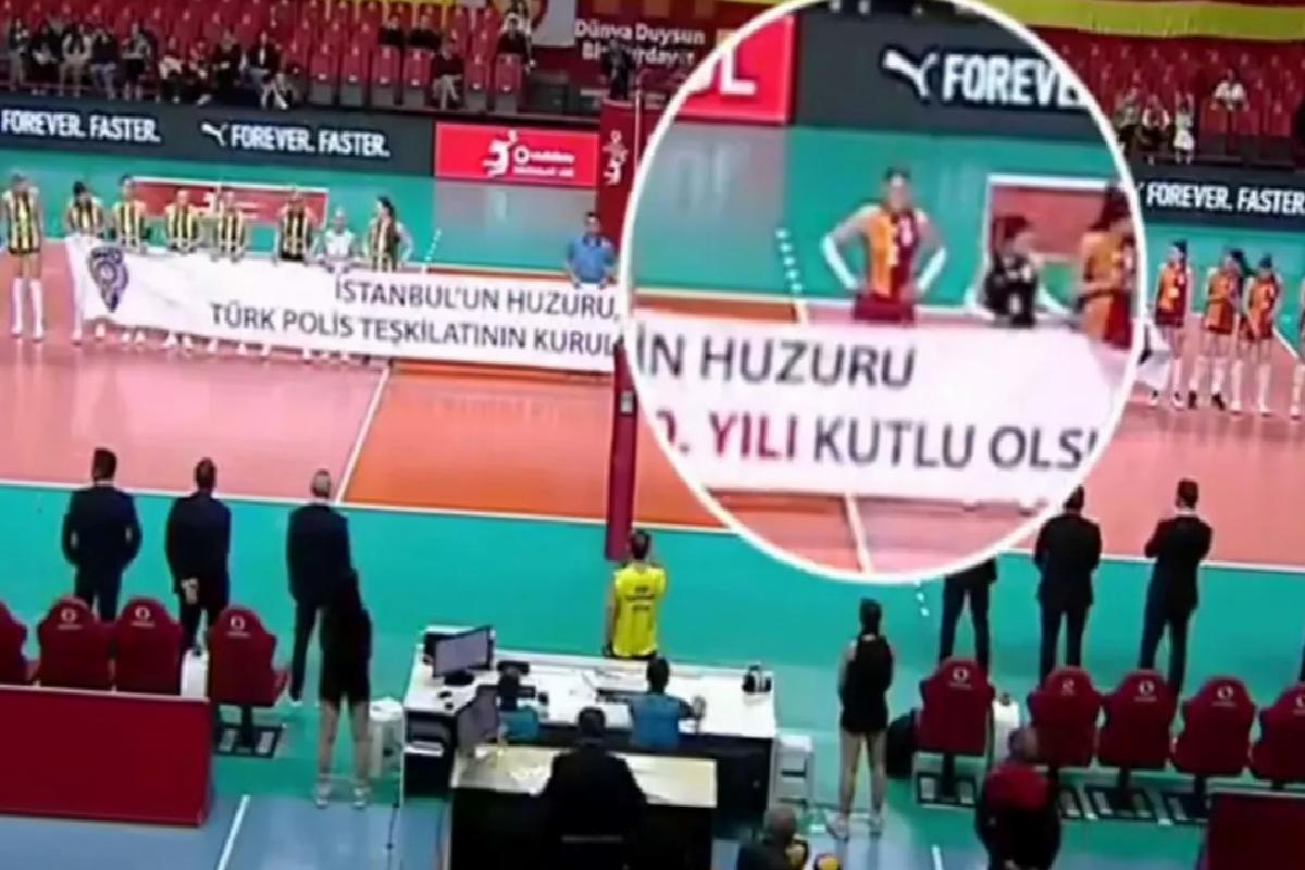 Boykota destek veren voleybolcu, maç öncesi açılan pankartı tutmadı