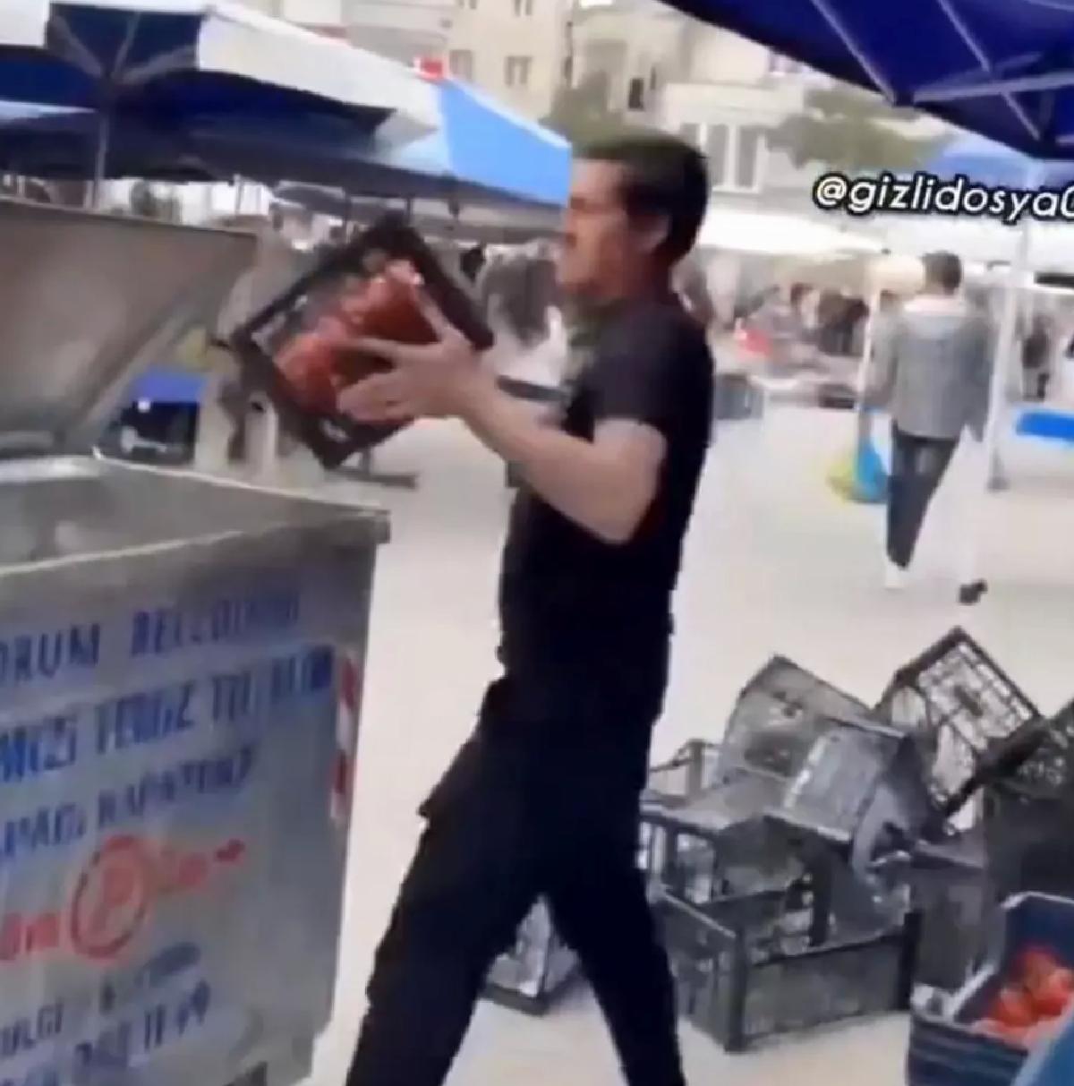 Çorum’da Pazarcıya Çöpe Domates Döktüğü İçin Cezalı İşlem