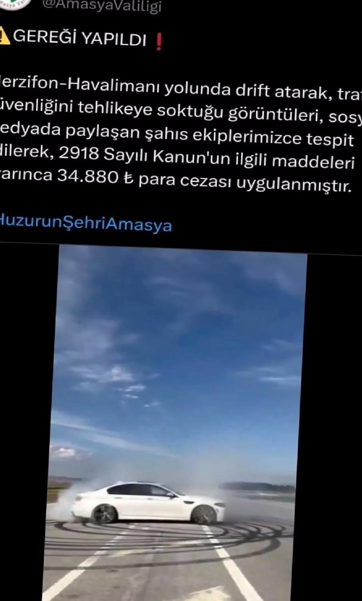 Drift Atan Sürücüye 34 Bin TL Ceza
