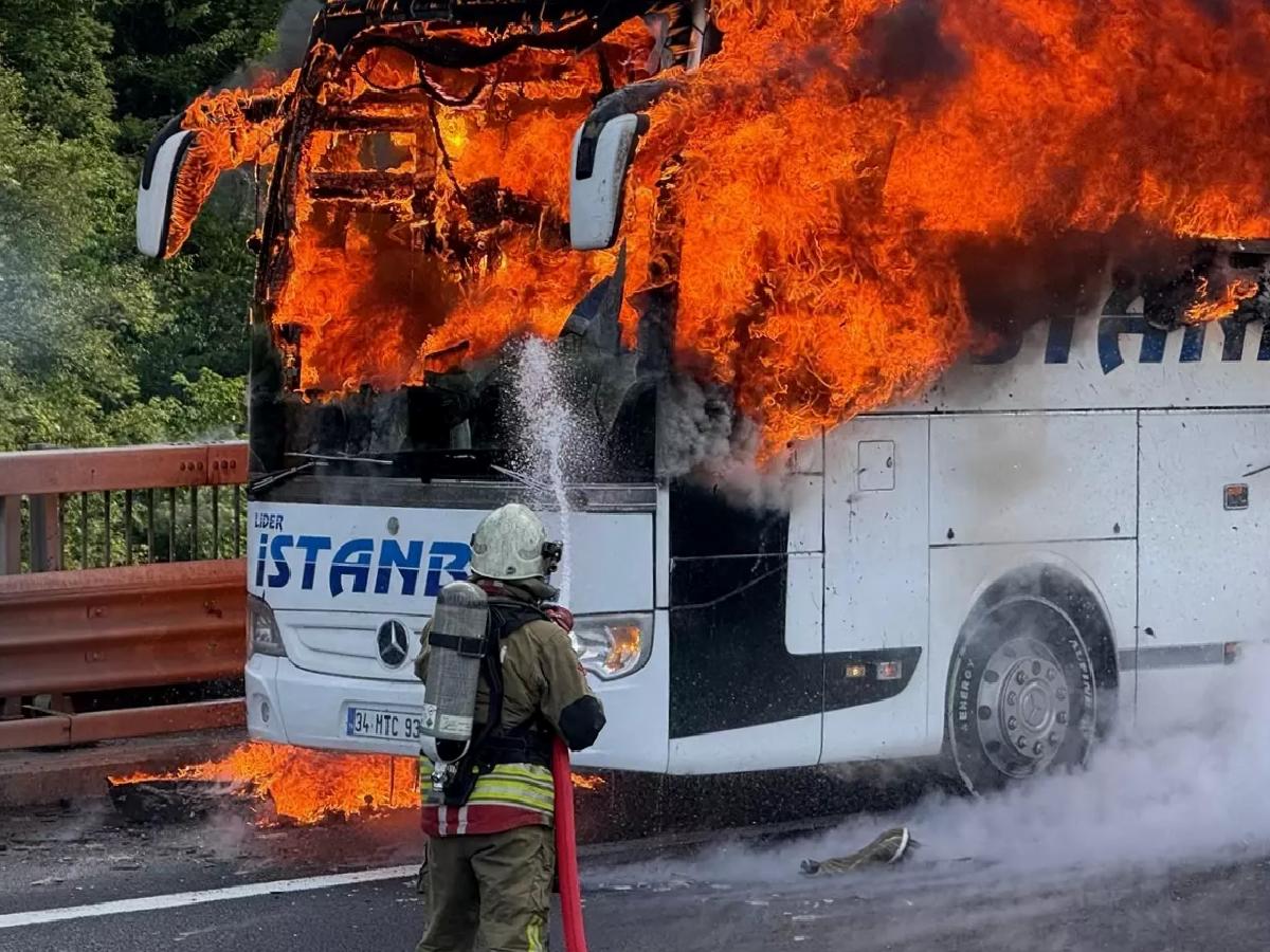 Düzce’de Otobüste Yangın
