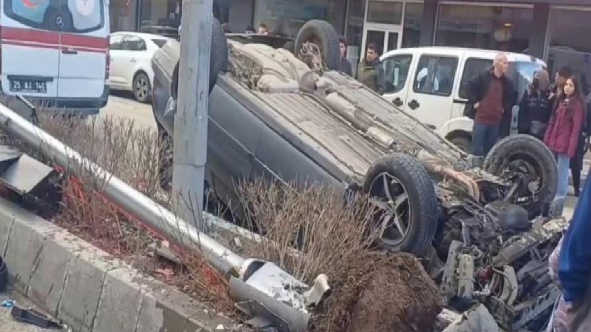 Erzurum’da kırmızı ışık ihlali kazaya neden oldu