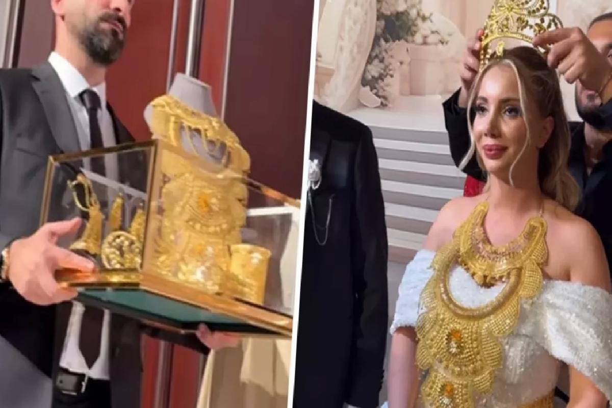 Fenomen Aleyna Dalveren düğününde takılan altınları taşımakta zorlandı