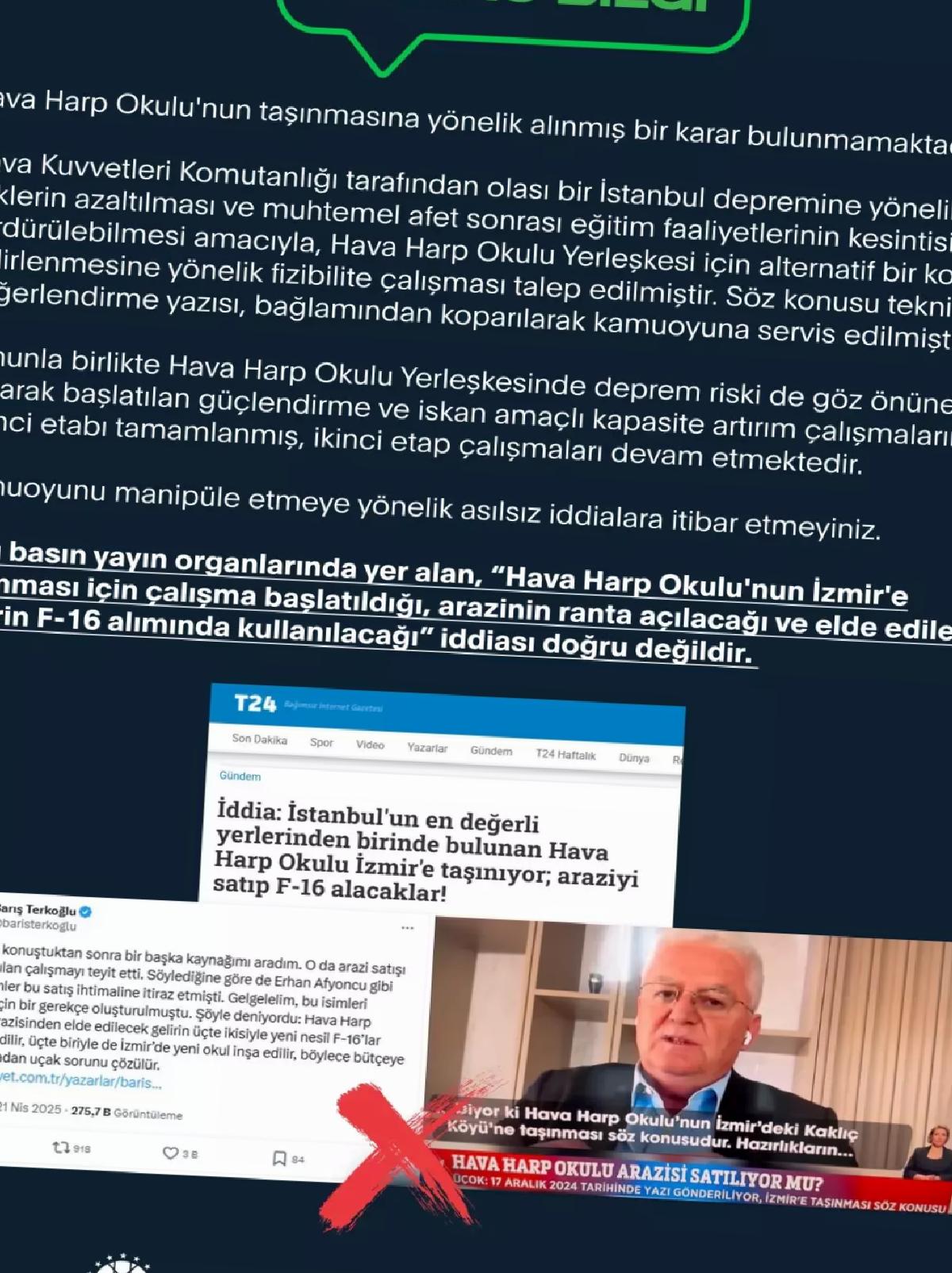 Hava Harp Okulu Taşınıyor İddiası Yalanlandı