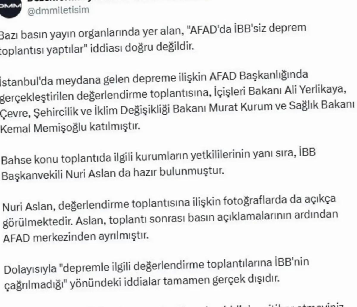 İBB Deprem Toplantısında Vardı İddialar Asılsız