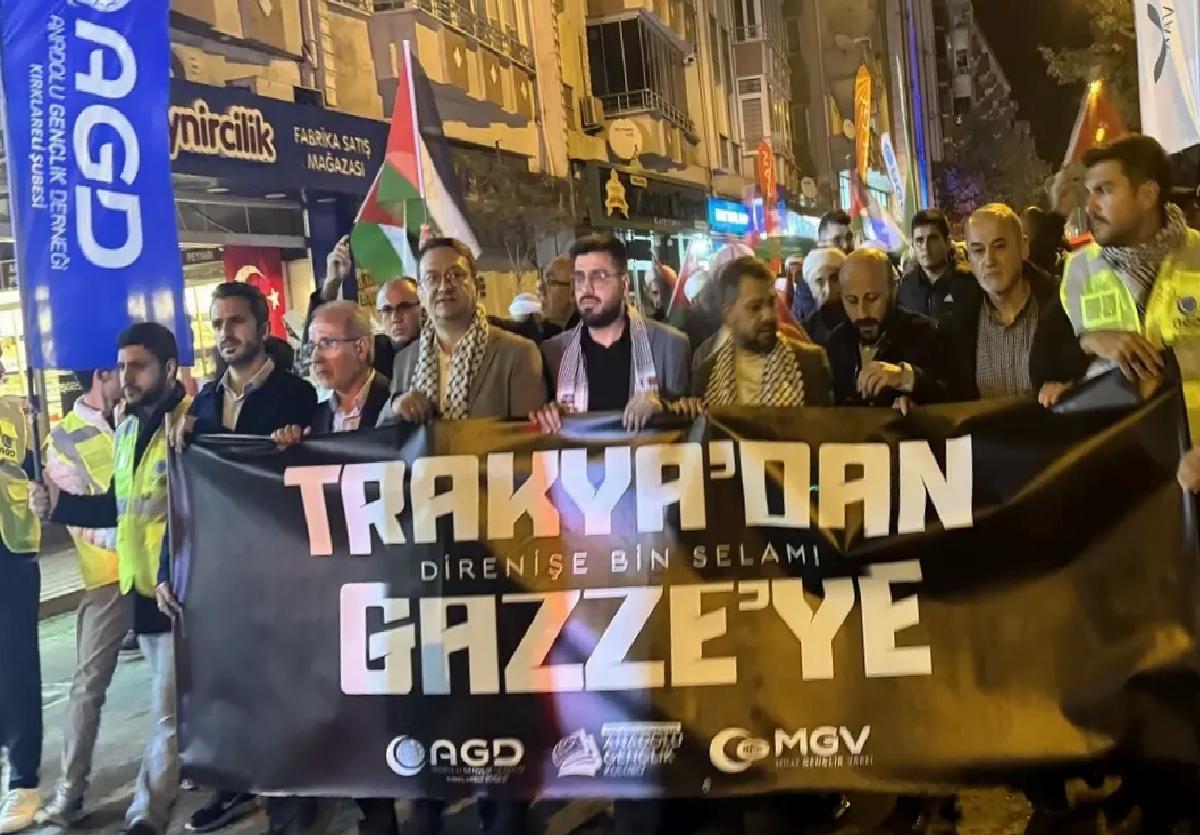 Kırklareli’nde, İsrail’in Gazze’ye yönelik saldırıları protesto edildi
