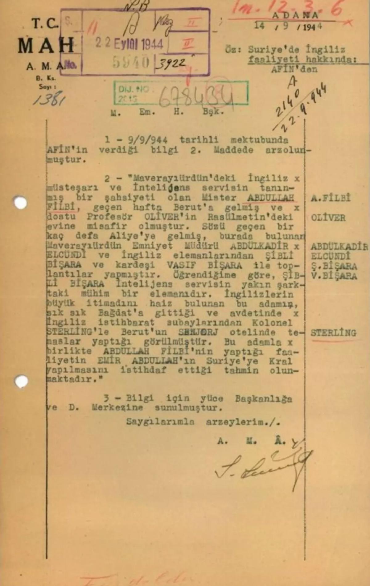 MİT’ten 1944’e Ait İngiltere Raporu
