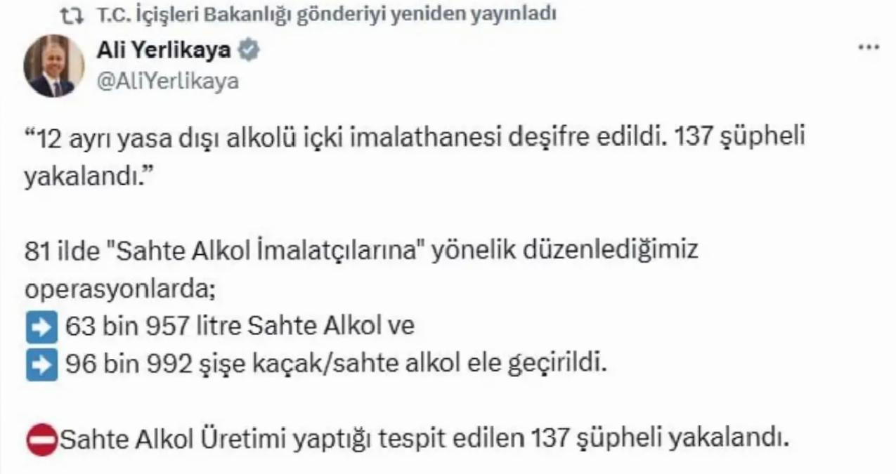 Sahte Alkol Operasyonunda 137 Şüpheli Yakalandı