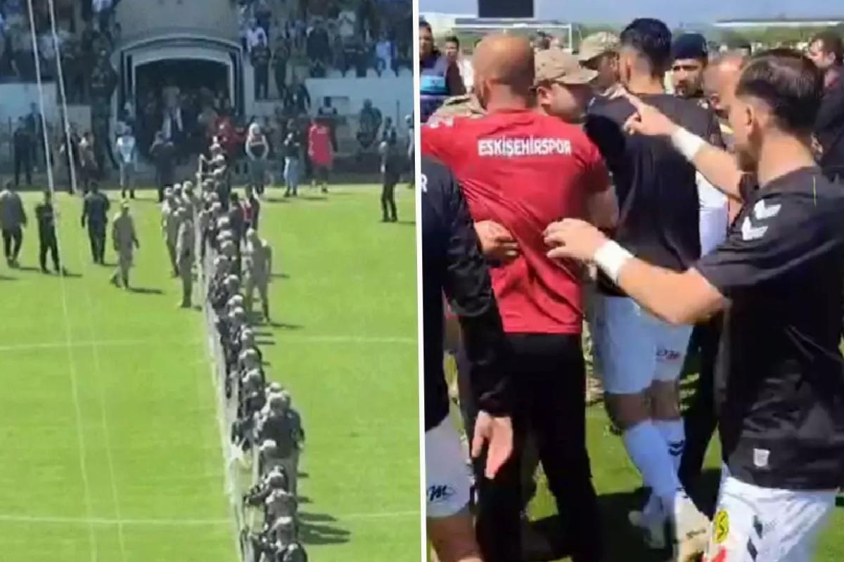 Şampiyonluk maçı öncesinde ortalık karıştı! Jandarma, sahayı ortadan ikiye bölmek zorunda kaldı