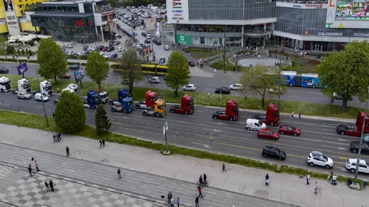 Saraybosna’da Tır Şoförleri Protesto Gösterisi