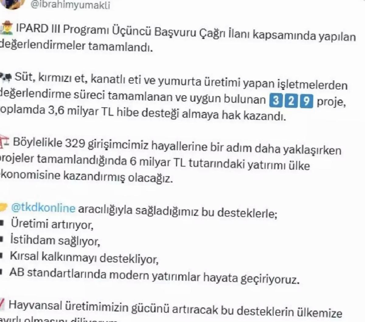 329 Projeye 3.6 Milyar TL Hibe Desteği