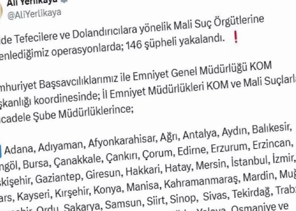 49 ilde mali suç operasyonu: 146 şüpheli yakalandı