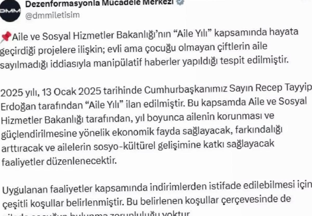 Aile Yılı kapsamında evli ve çocuksuz çiftlerin ‘aile’ olarak değerlendirilmediği iddiaları yalanlandı