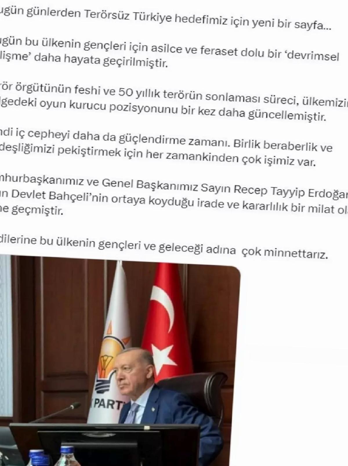 AK Partili İnan: Terör örgütünün feshi ülkemizin oyun kurucu pozisyonunu güncelledi