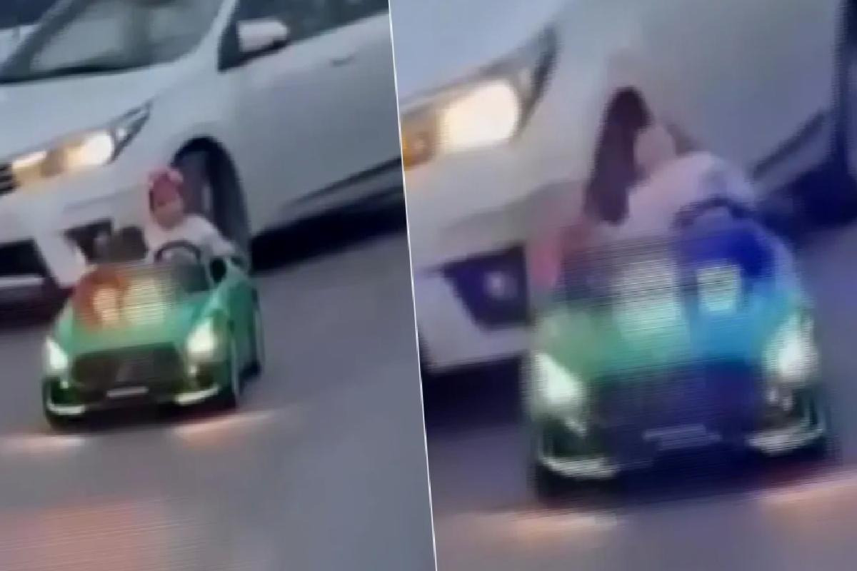 Akülü araçlı çocuğa otomobil çarptı