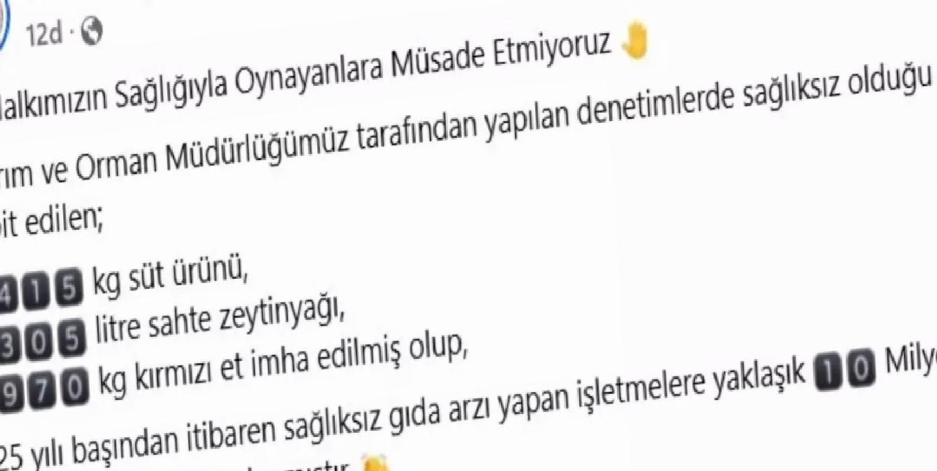 Amasya’da Sağlıksız Ürünlere 10 Milyon TL Ceza