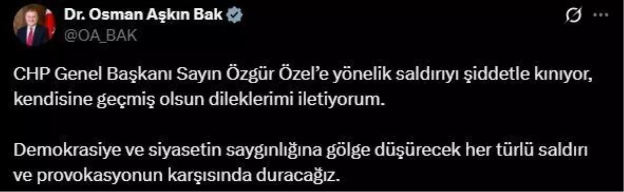Bakan Bak’tan Özgür Özel’e Destek