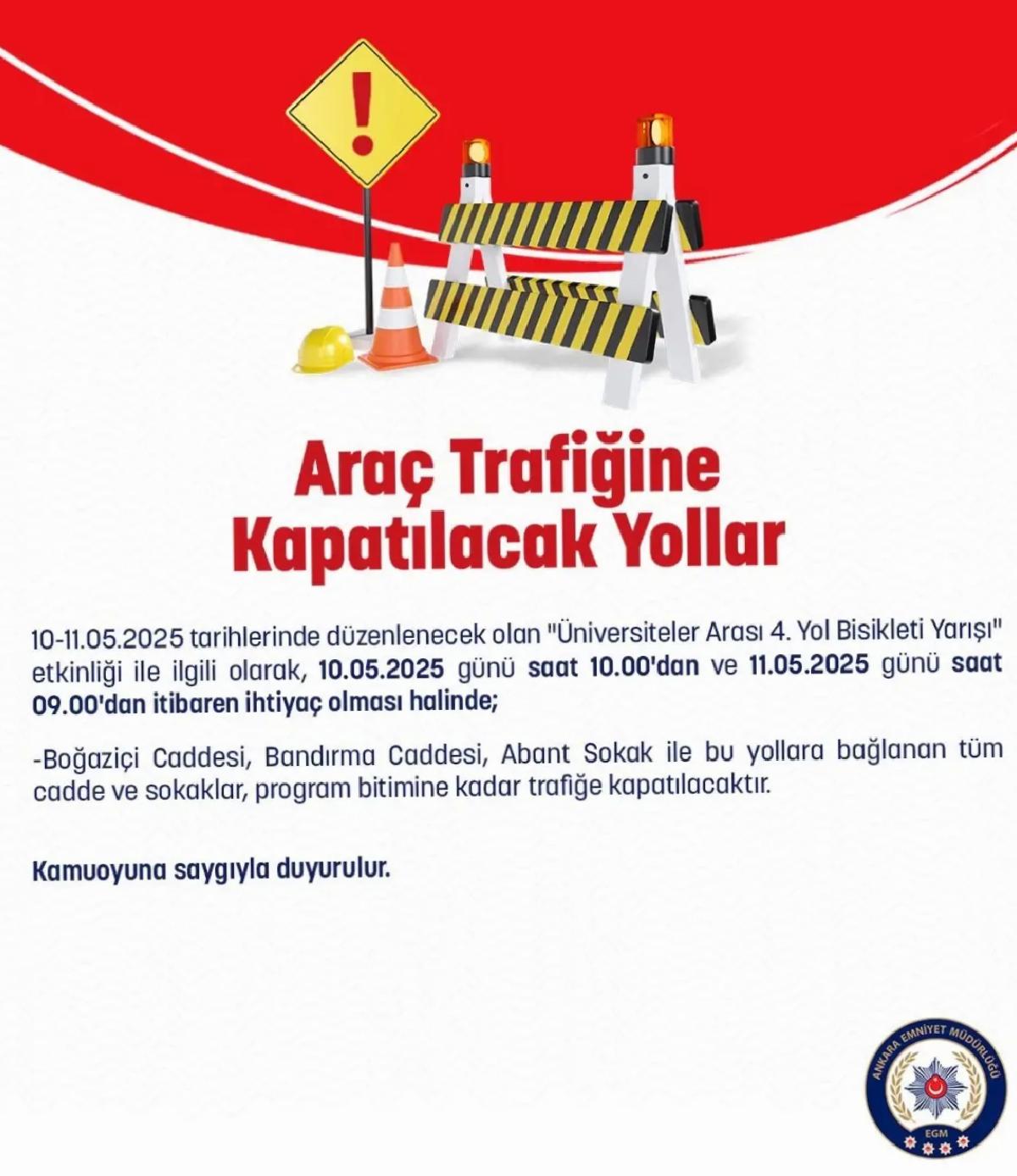 Bisiklet Yarışı Nedeniyle Yollar Kapatılacak