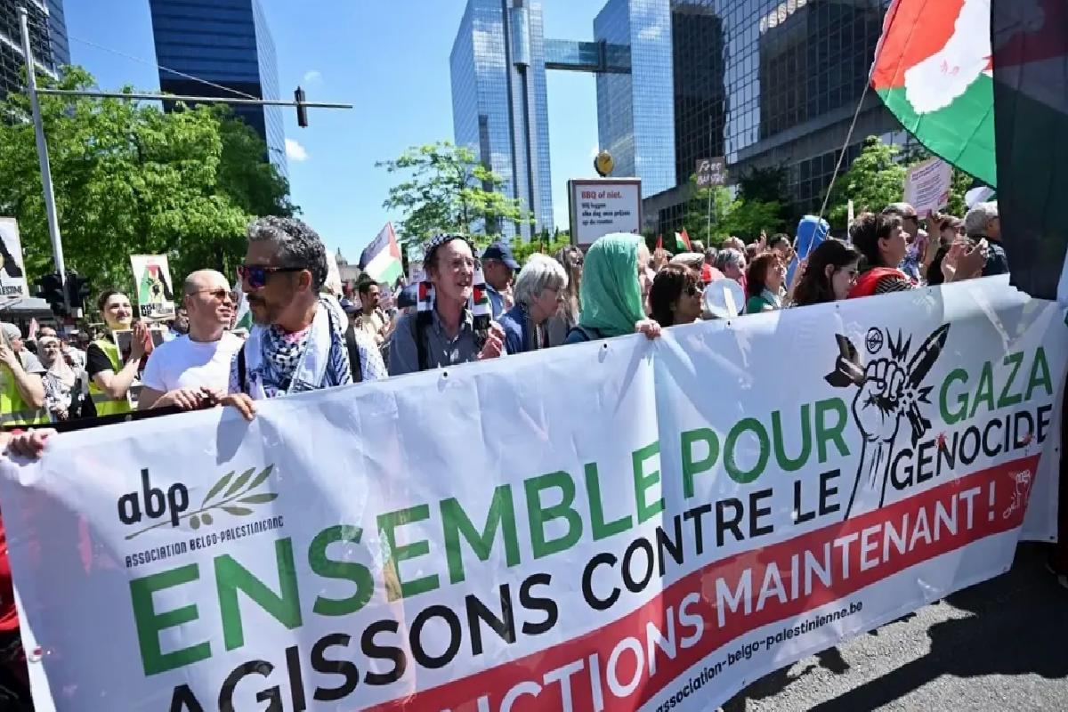 Brüksel’de Filistin İçin Büyük Protesto