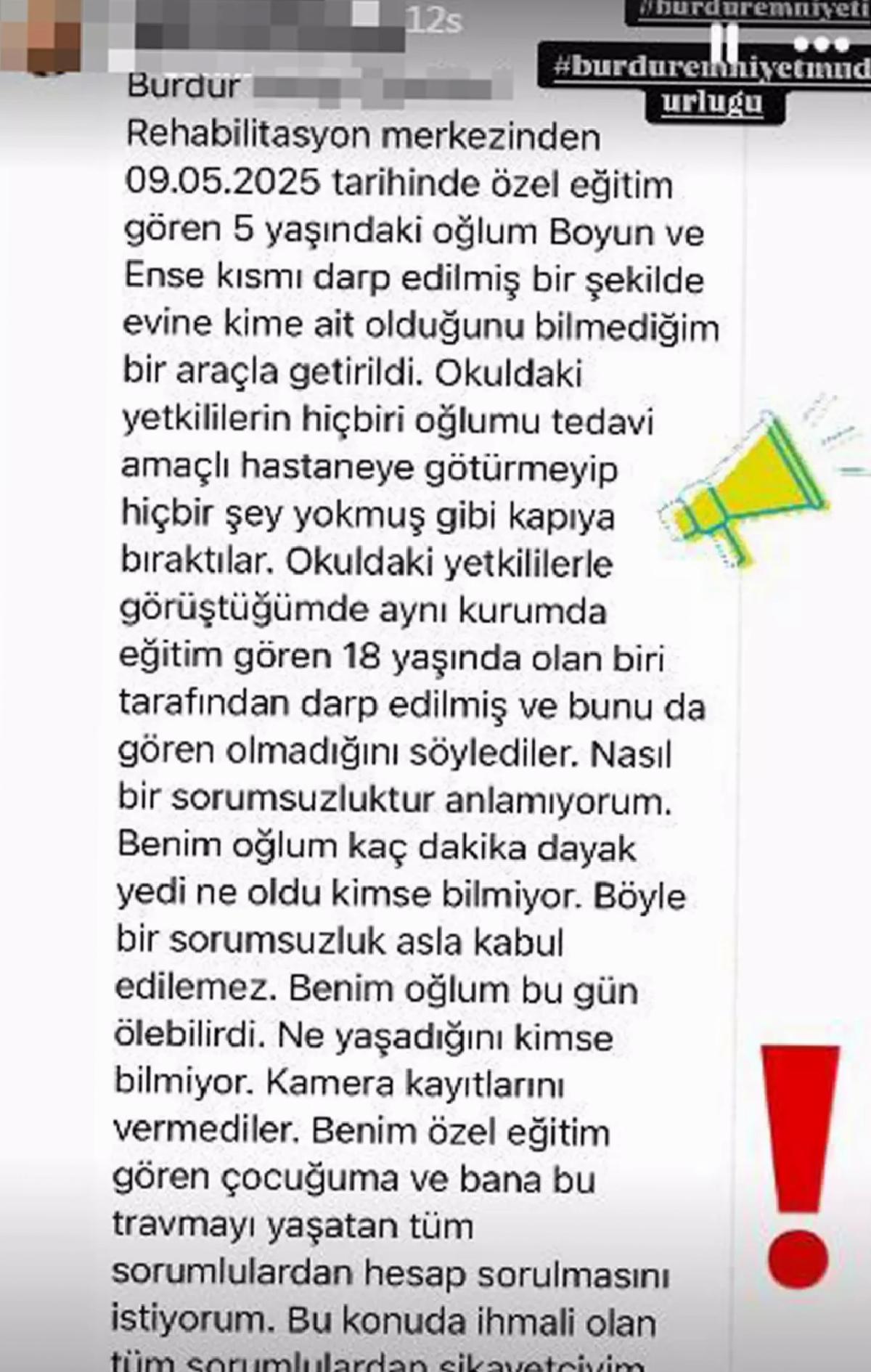 Burdur’da Özel Gereksinimli Çocuğa Darp İddiası