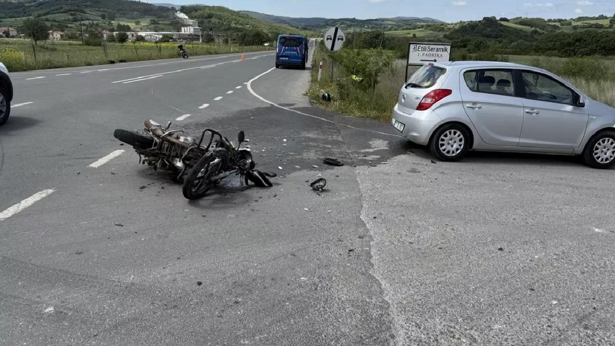 Çan’da Motosiklet ve Otomobil Çarpıştı