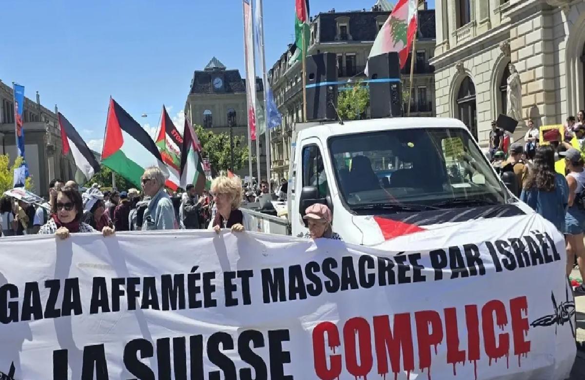 Cenevre’de Gazze İçin Protesto Yürüyüşü