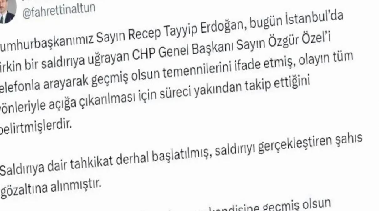 Cumhurbaşkanı Erdoğan, Özgür Özel’i telefonla arayarak geçmiş olsun dileklerini iletti