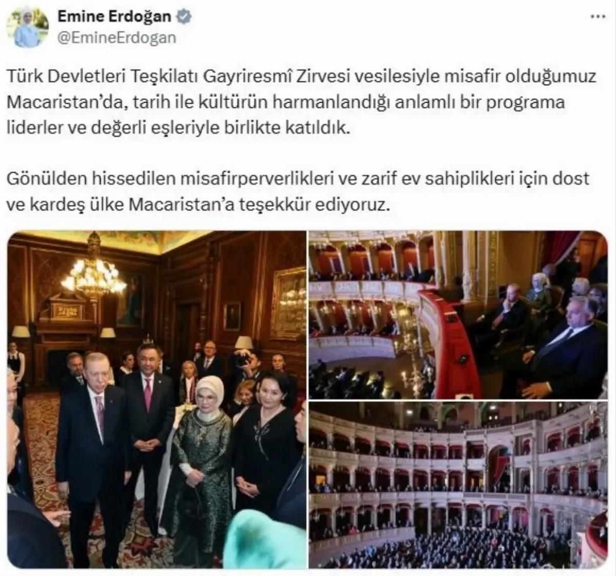 Emine Erdoğan, Macaristan’da kültürel programa katıldı