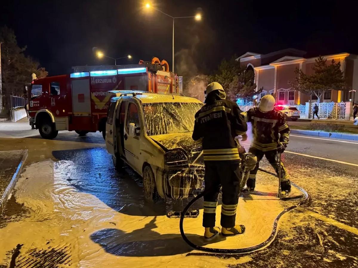 Erzurum’da Araç Yangını: Hasar Oluştu