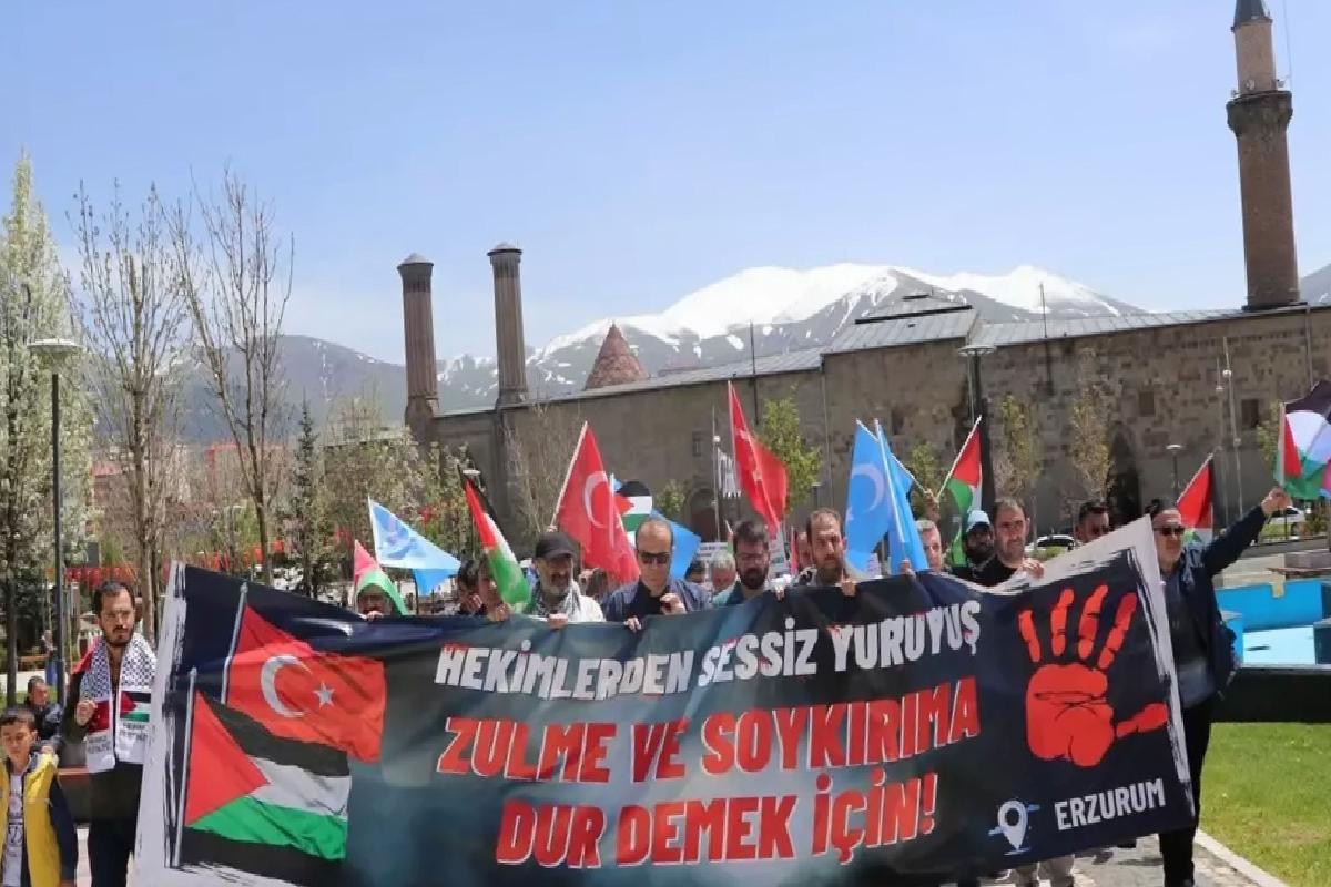 Erzurum’da Sağlıkçıların Gazze Protestosu