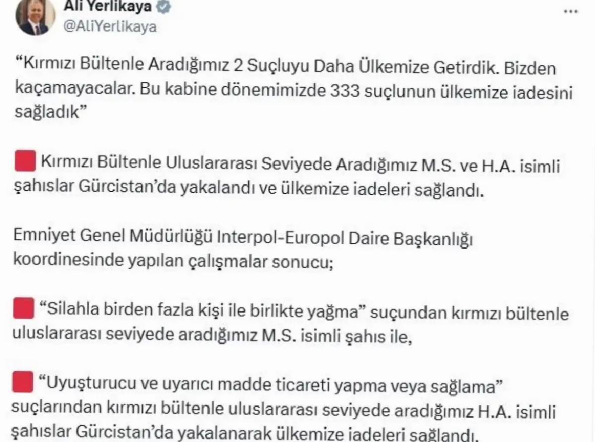 İki Suçlu Gürcistan’da Yakalandı