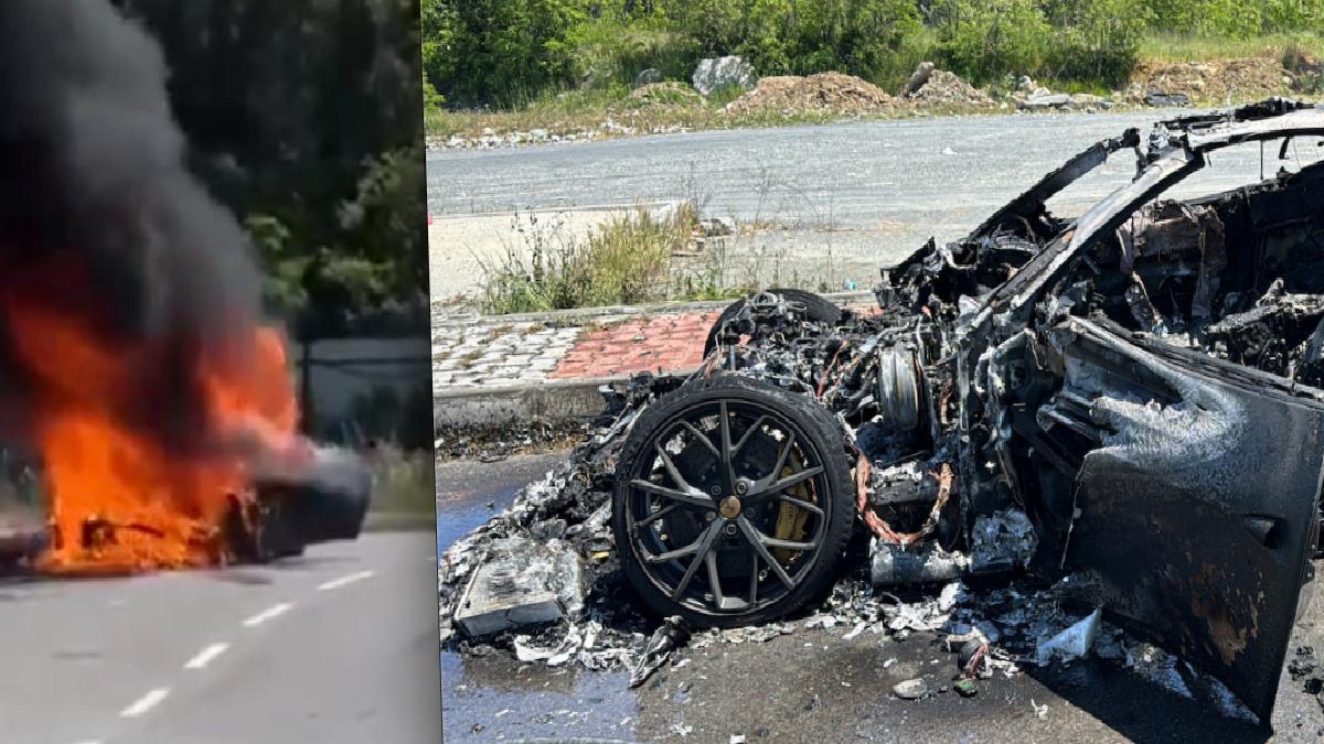 İstanbul’da 20 milyonluk Ferrari alev topuna döndü