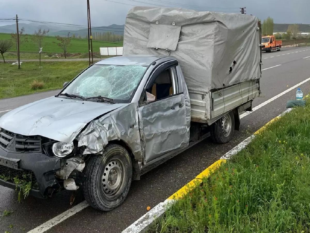 Kamyonet Aydınlatma Direğine Çarptı: Sürücü Yaralı