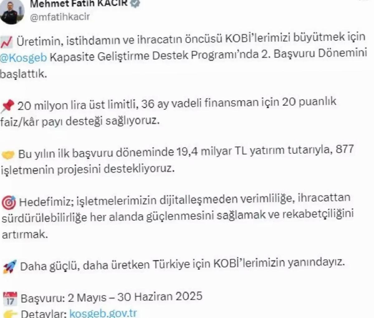 KOSGEB Destek Programı İkinci Dönemi Başladı