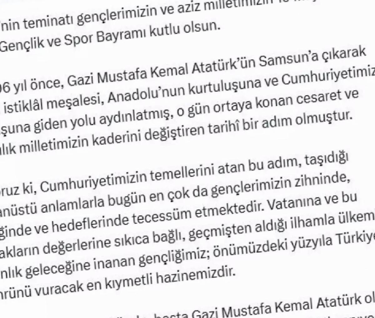 Kurtulmuş’tan 19 Mayıs Mesajı
