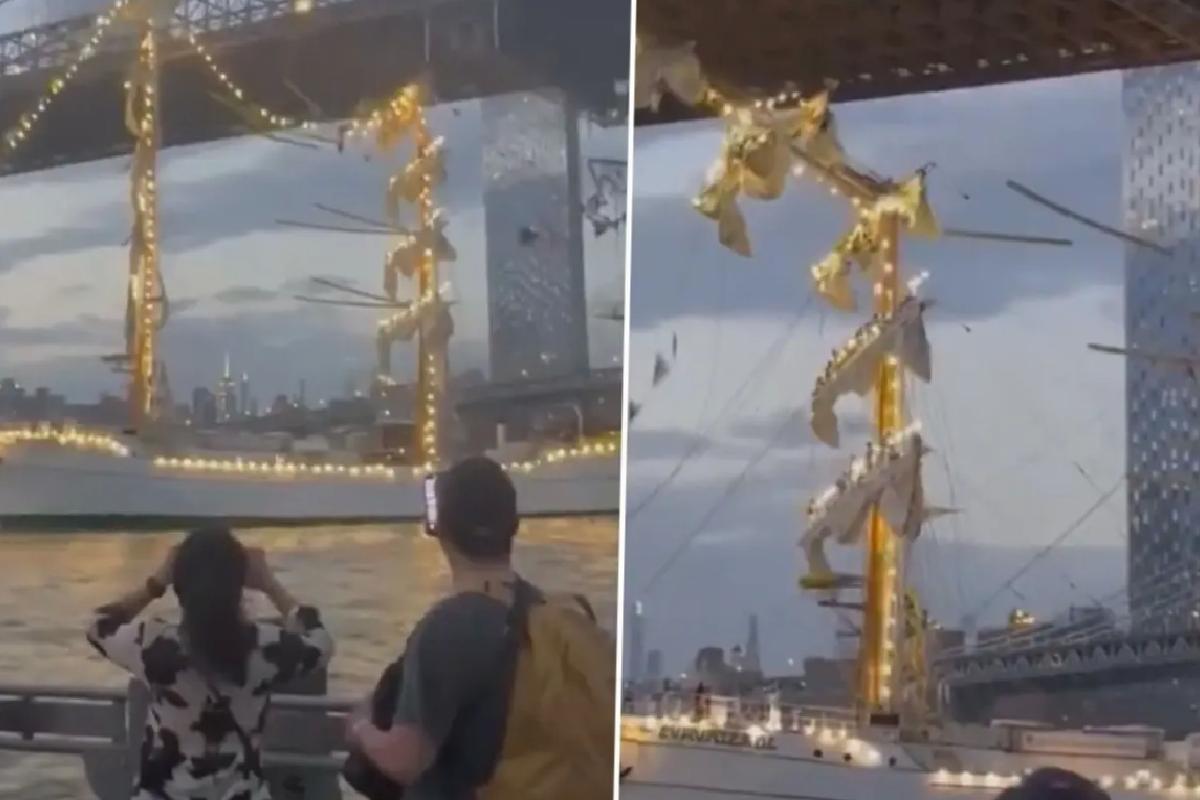 Meksika donanmasına ait gemi Brooklyn Köprüsüne çarptı