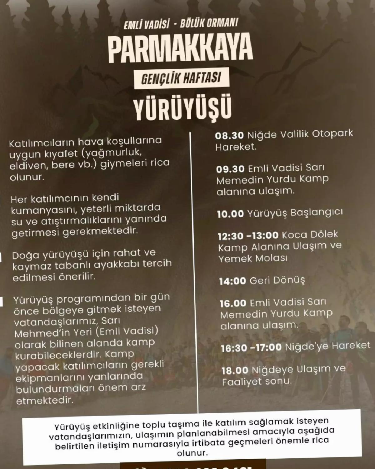 Niğde’de Gençlik Haftası Kapsamında Doğa Yürüyüşü Düzenleniyor