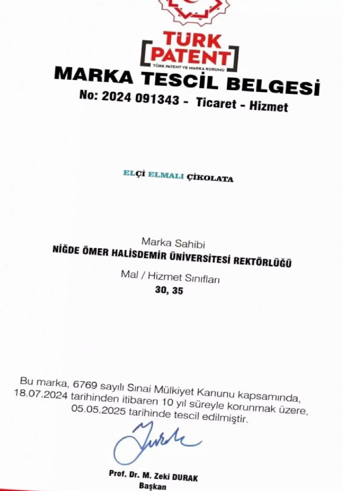 Niğde’de Yeni Çikolata Markası Tescillendi