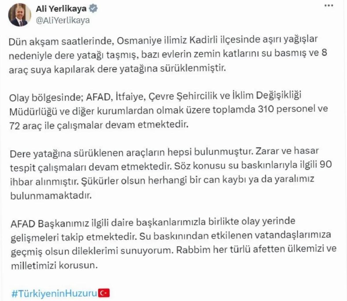 Osmaniye’de Su Baskını: Can Kaybı Yok