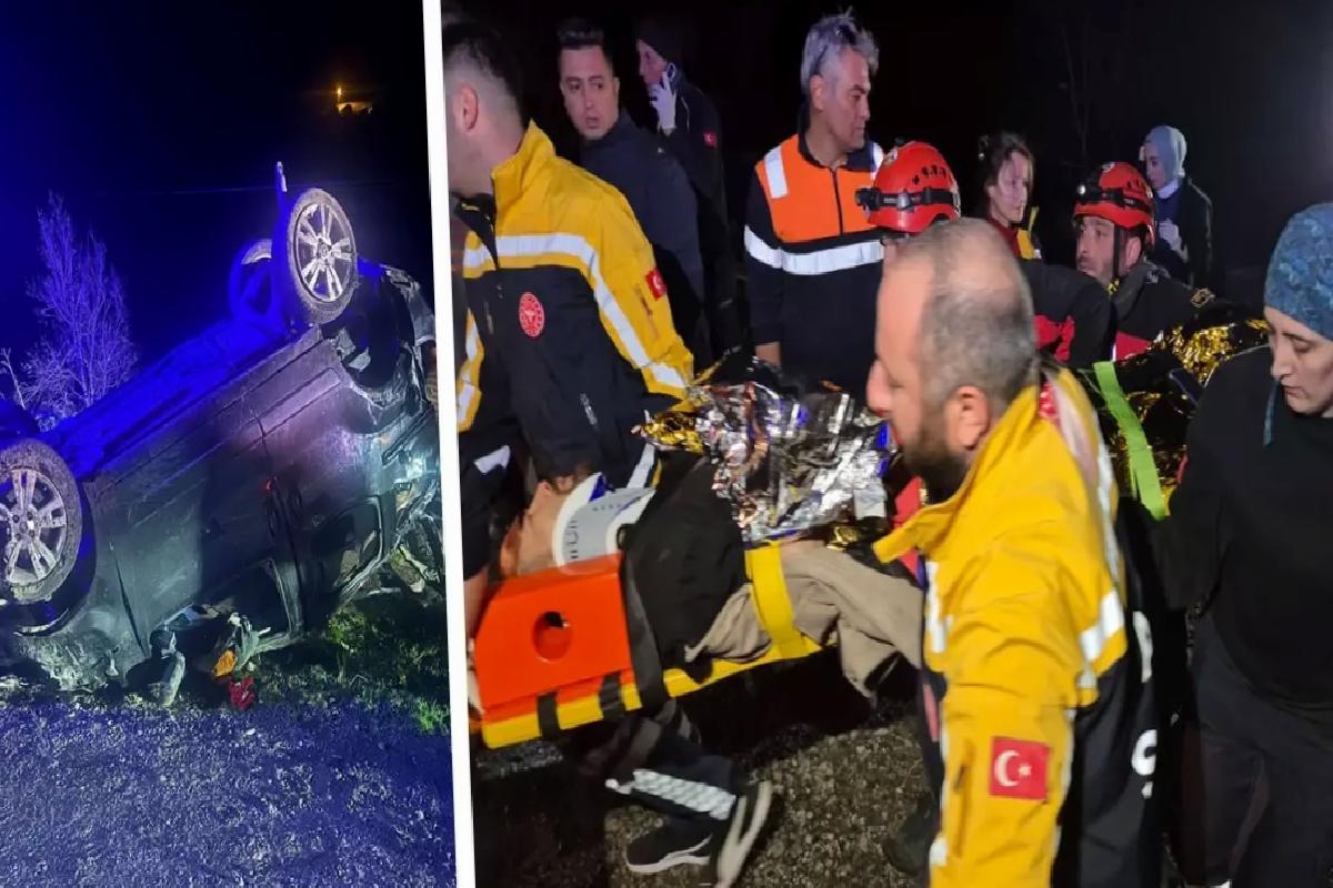 Rize’de hafif ticari araç takla attı: 3 ölü, 2 yaralı
