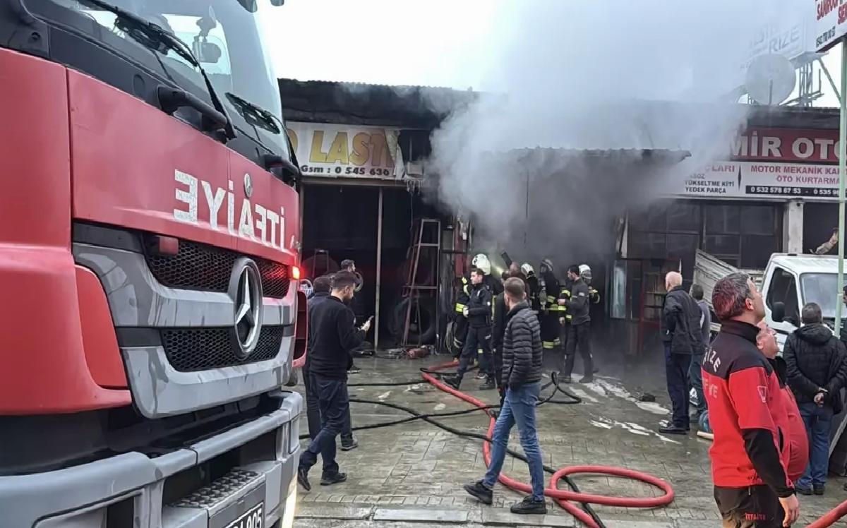 Rize’de Oto Döşeme Atölyesinde Yangın