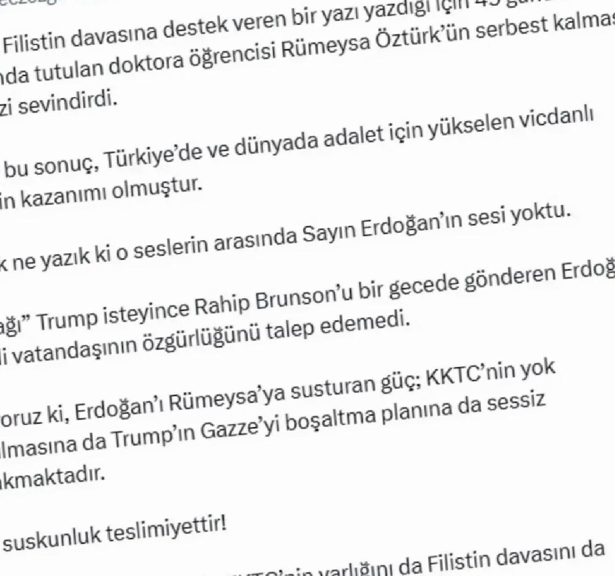 Rümeysa Öztürk serbest kaldı