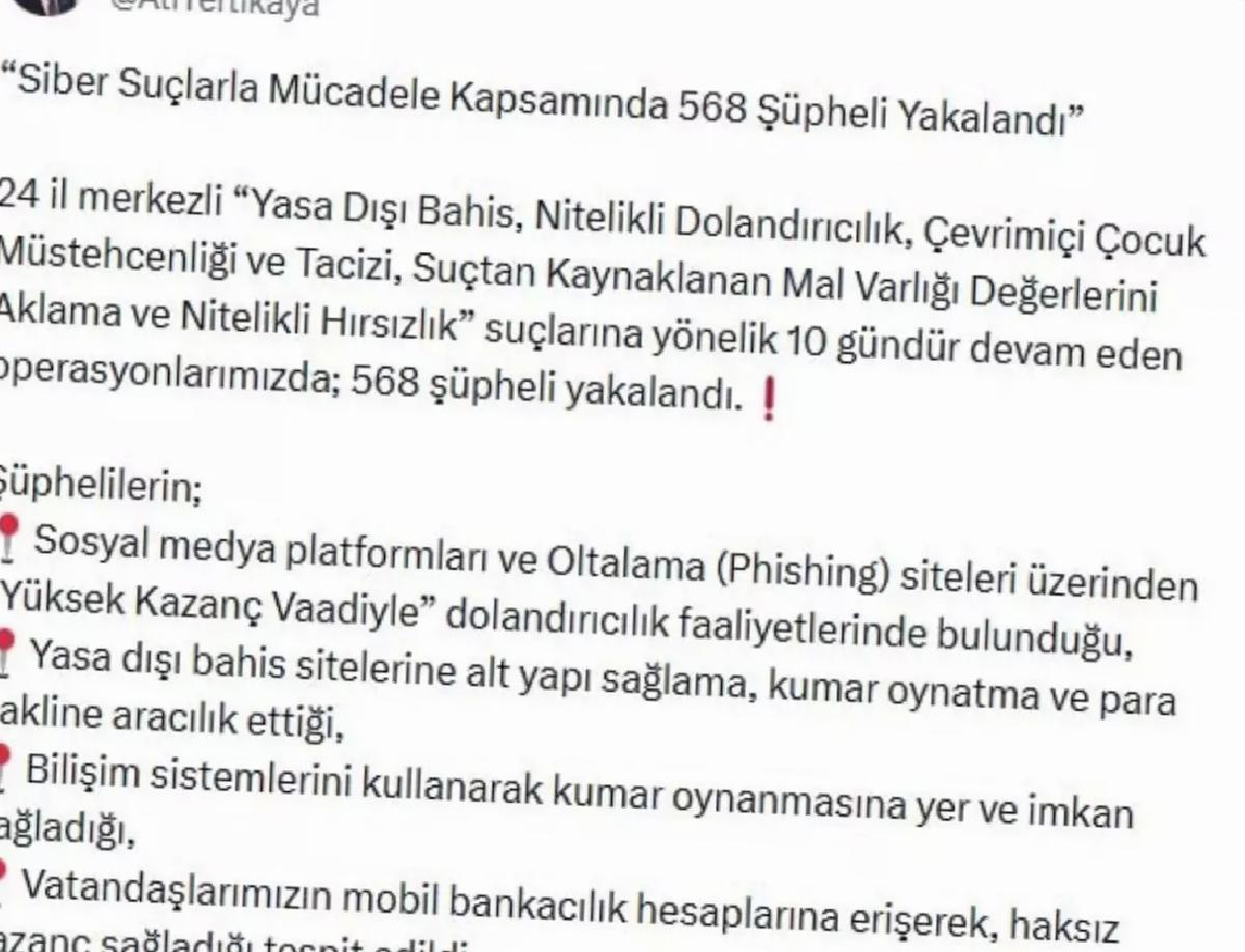 Siber Suçlara 39 İlde Operasyon