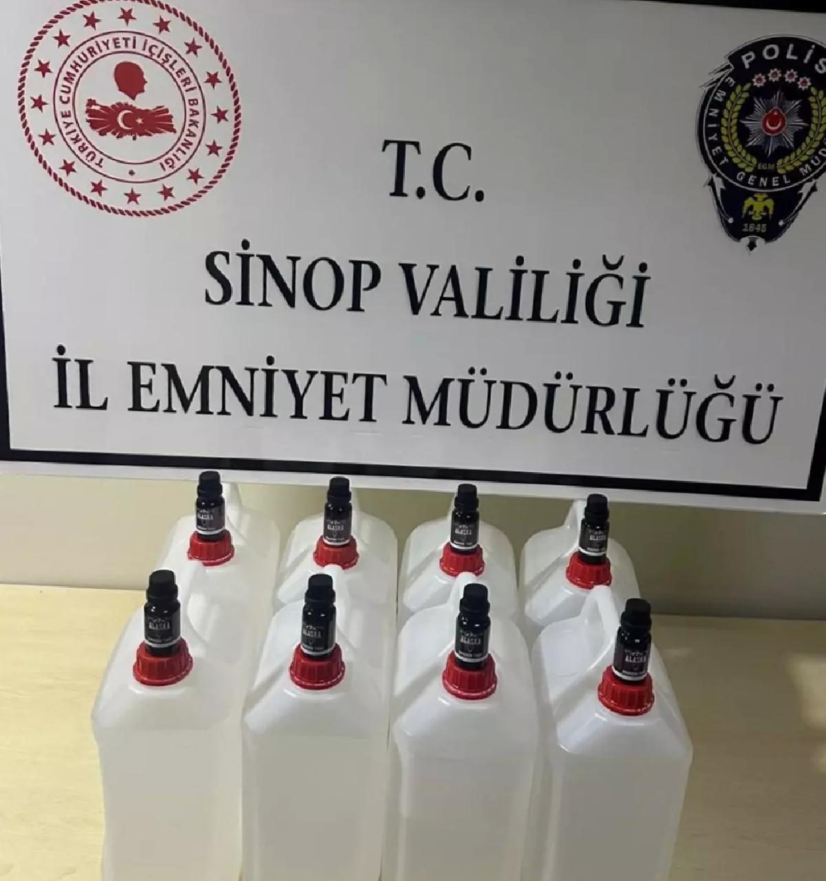 Sinop’ta 40 Litre Kaçak Etil Alkol Ele Geçirildi