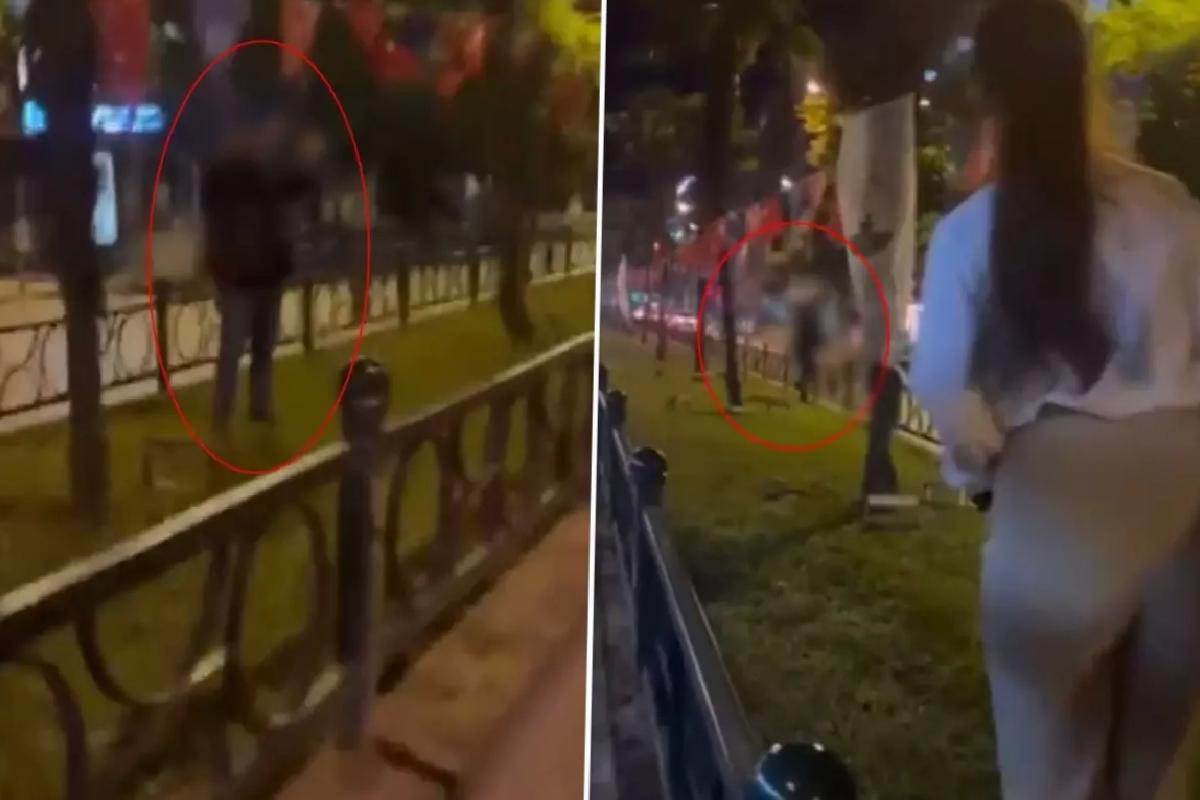Türk bayrağını yakmaya çalışan şahıs, tepki gelince arkasına bakmadan kaçtı