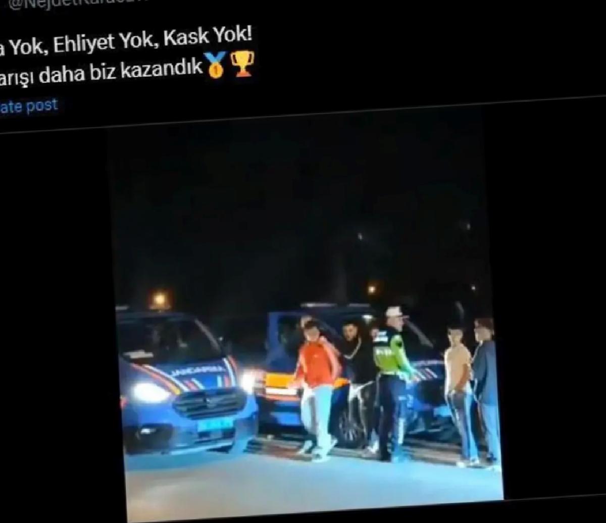 Yasa Dışı Motosiklet Yarışına Jandarma Engeli
