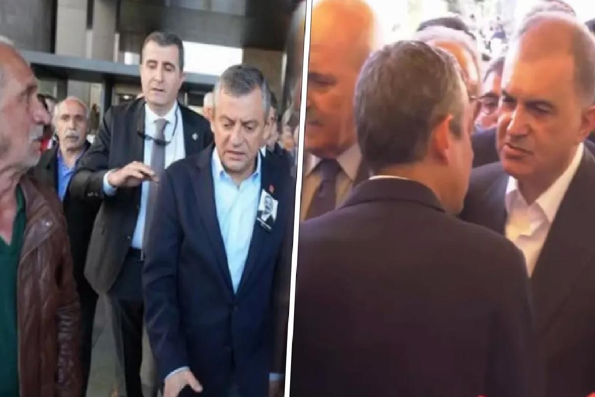 Yumruklu saldırı sonrası AK Parti Sözcüsü Ömer Çelik cenaze töreninde Özgür Özel ile görüştü